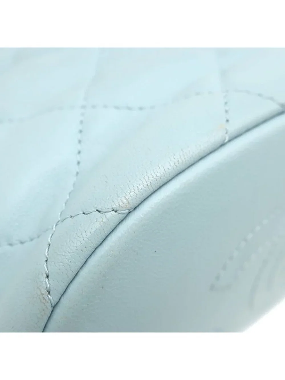 Chanel 2-Way Quilted Mini Bucket Bag Lambskin Light Blue Gold